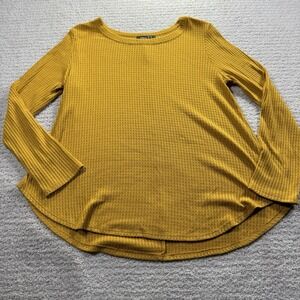 Iliad Mustard Color Textured Long Sleeve Crew Neck Shirt Medium